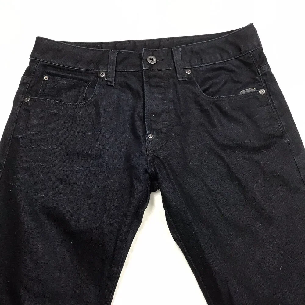 G STAR RAW Attacc Jeans Men 32x30 Slim Straight Dark Indigo Wash Button Fly